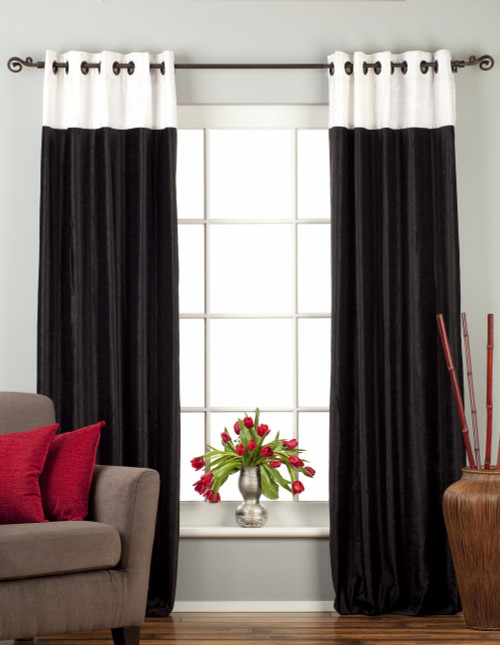 Signature Black and White designer Velvet Curtain Panel - Piece
