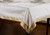 Pristine White Hand-Crafted Sari Fabric Rectangular Tablecloth with Golden Paisley Borders-Authentic Indian Decor Perfect for Celebrations & Everyday use-Multiple Sizes & Colors Available