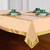 Golden Hand-Crafted Sari Fabric Rectangular Tablecloth with Golden Paisley Borders-Authentic Indian Decor Perfect for Celebrations & Everyday use-Multiple Sizes & Colors Available