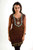 Brown crepe Crushed Kurti Tunic with Golden Neckline (India) - Large