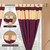 Maroon Gold Tab Top Raw Silk Curtain With Tieback-Pair