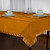 Earthy Mustard Hand-Crafted Sari Fabric Rectangular Tablecloth with Golden Paisley Borders-Authentic Indian Decor Perfect for Celebrations & Everyday use-Multiple Sizes & Colors Available