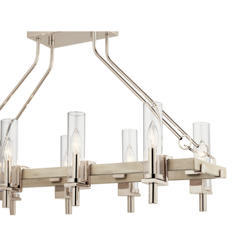Kichler 44285www Telan 8 Light Linear Chandelier In White Washed Wood Lighting By Lux