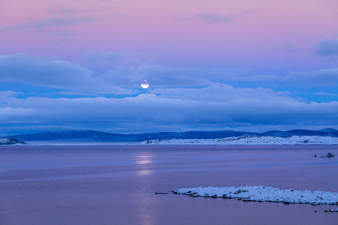 Full Winter Moonrise Mono Lake - Vern Clevenger Photography