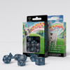 Shimmering Llama - Dice Set: Glittering Dark Blue & White