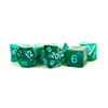 Fanroll - Acrylic Polyhedral Dice Set: Stardust Green with Blue Numbers (16mm)