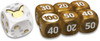 30th Celebration Clear White w/ Gold Die & Small Brown w/ White Dice (6)