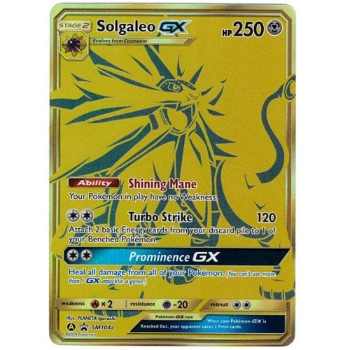 pokemon card solgaleo gx gold (89/149) [Sun & Moon: Base Set]  Trading World Metal Rarity Solgaleo GX -Single Card -