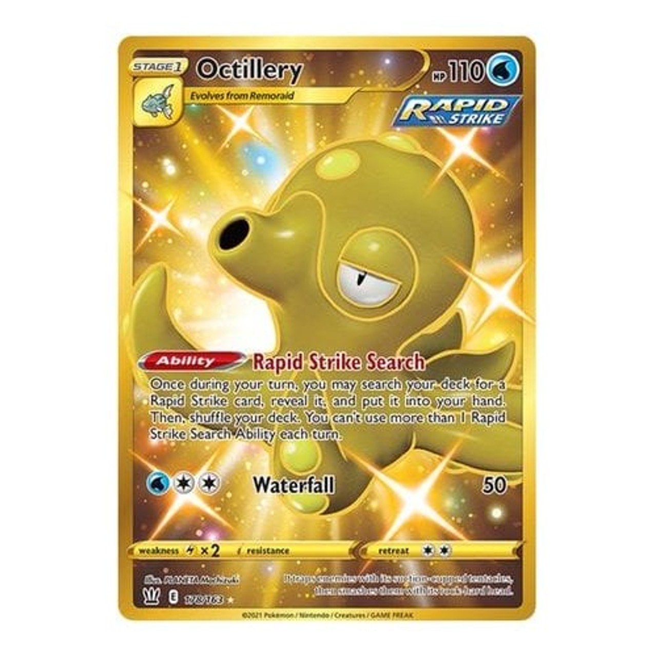 Pokemon Octillery Shiny Gold Secret Rare 178/163 Card Battle Styles NM/M