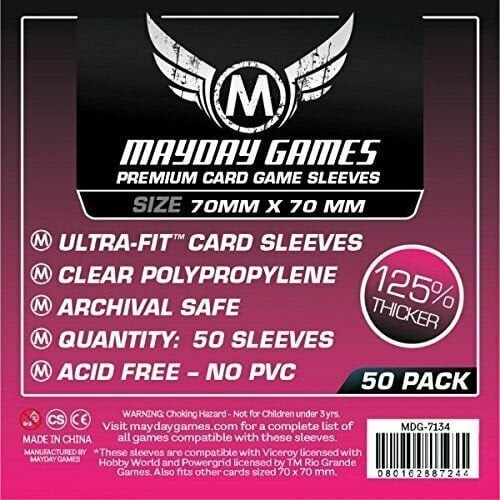 Premium Square Card Game Sleeves 70mm x 70mm (50) - ULTRA-FIT — Bundle of 10 — Supplier catalogue image