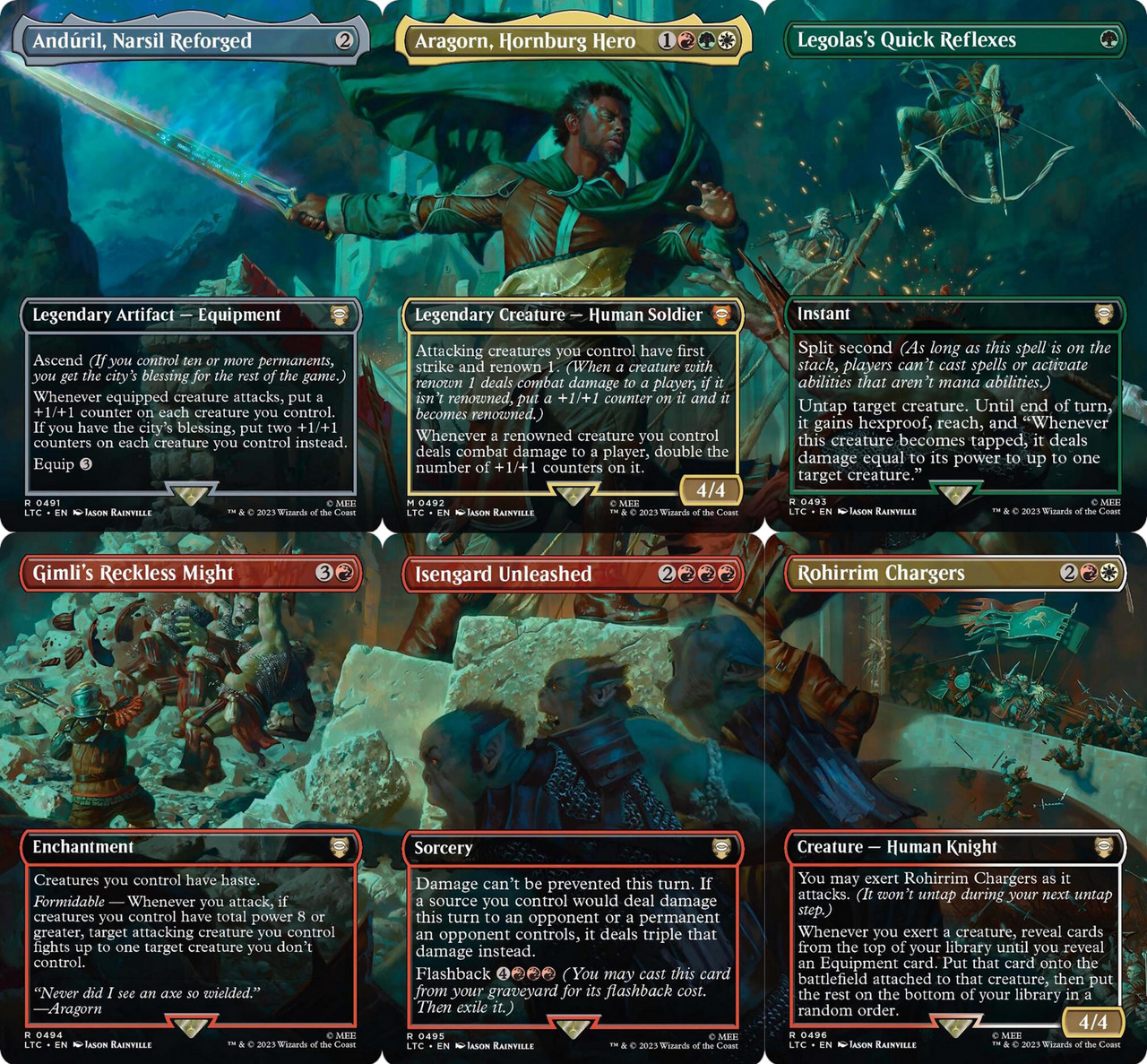 aragorn at helm's deep mtg card list MTG Tales of Middle-Earth LOTR ARAGORN AT HELM'S DEEP 6 Card Art set NM