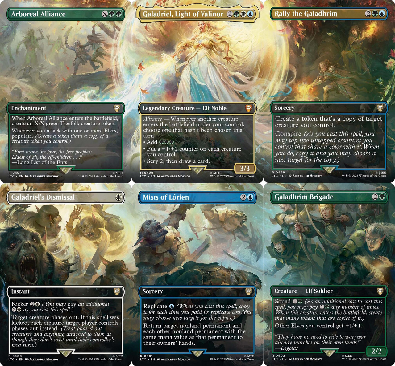 The Might of Galadriel - Set of 6 Foil Borderless Scene Cards + Art Cards &  easel | Magic Madhouse
