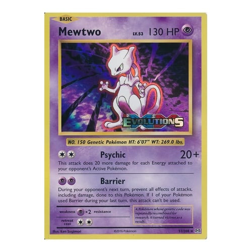 XY Evolutions 051/108 Mewtwo (Prerelease  Promo)