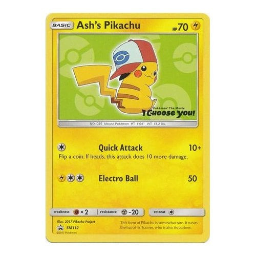 Sun & Moon Promo SM112 Ash's Pikachu (Green)