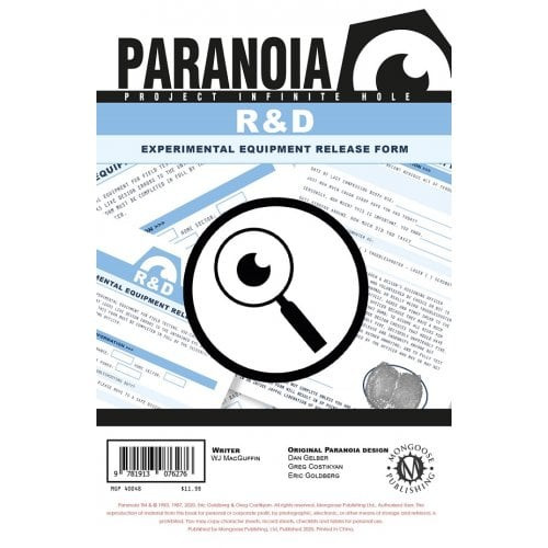 Paranoia RPG - The R & D Experimental Equipment Release Form Pad