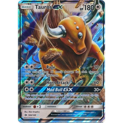 Sun and Moon (Base Set) 100/149 Tauros GX (Half Art)