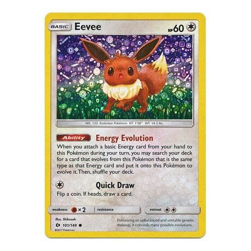 Sun and Moon (Base Set) 101/149 Eevee (General Mills Cereal Sequin Holo Promo)