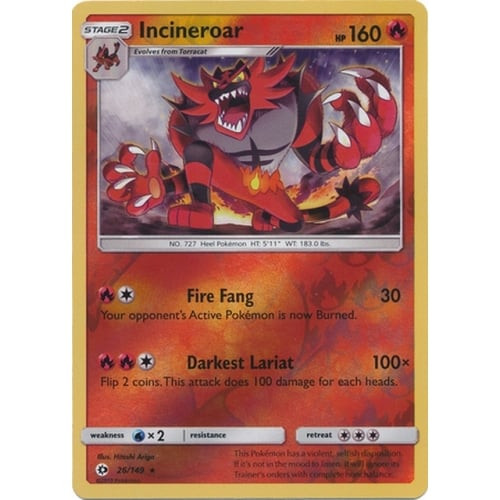 Sun and Moon (Base Set) 26/149 Incineroar (Reverse Holo)