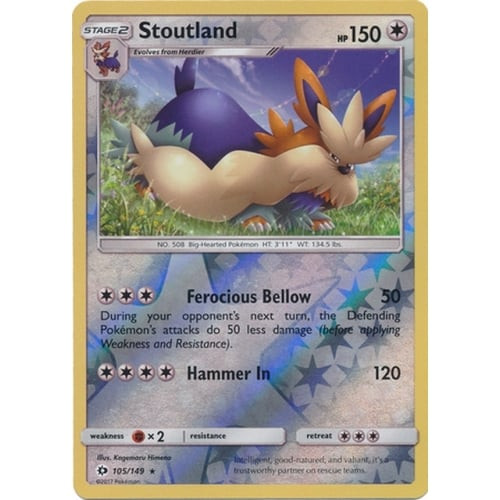 Sun and Moon (Base Set) 105/149 Stoutland (Reverse Holo)