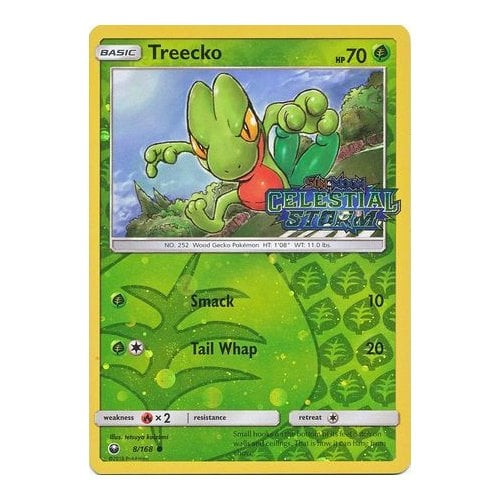 SM Celestial Storm 8/168 Treecko (Cosmo Reverse Holo w/ Celestial Storm Stamp)