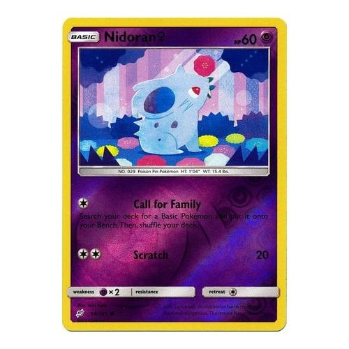nidoran female pokemon card SM Team Up 54/181 (Female) (Reverse Holo) [G] Fury Swipes (10x) Flip 3 coins Nidoran♀ - Pokémon TCG Pocket