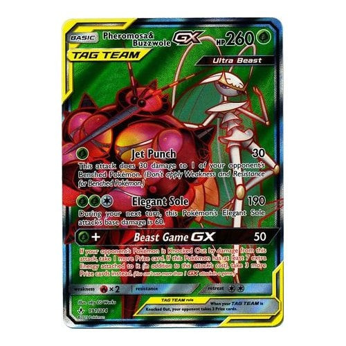 SM Unbroken Bonds 191/214 Pheromosa & Buzzwole GX (Tag Team Full Art)