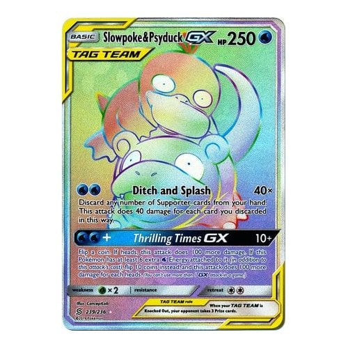 SM Unified Minds 239/236 Slowpoke & Psyduck GX (Tag Team Rainbow Rare)
