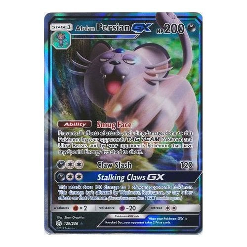 SM Cosmic Eclipse 129/236 Alolan Persian GX (Half Art)