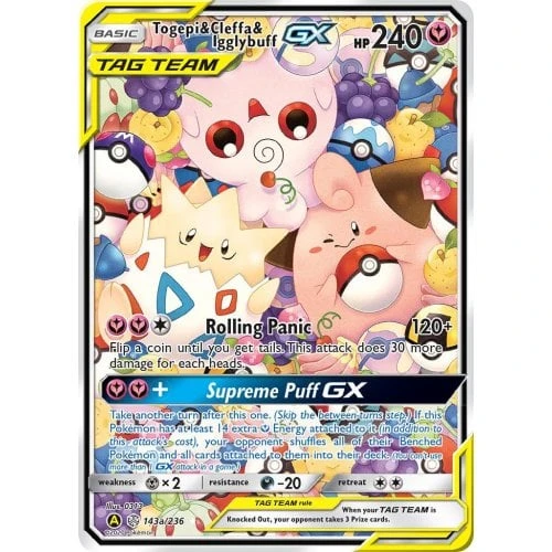 SM Cosmic Eclipse 143a/236 Togepi & Cleffa & Igglybuff GX (Tag Team Alternative Full Art)