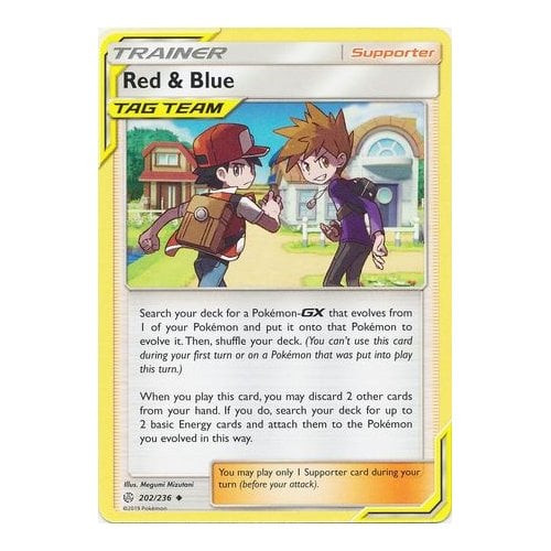 SM Cosmic Eclipse 202/236 Red & Blue (Tag Team) (Reverse Holo