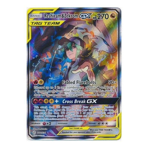 SM Cosmic Eclipse 222/236 Reshiram & Zekrom (Tag Team Full Art)