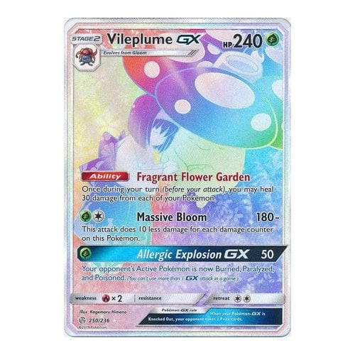 SM Cosmic Eclipse 250/236 Vileplume GX (Rainbow Rare)