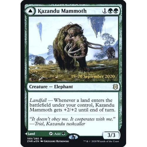 Kazandu Mammoth // Kazandu Valley (Zendikar Rising Prerelease foil)
