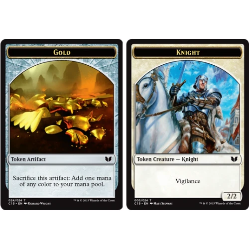 Commander 2015 Knight Token (#5) / Gold Token