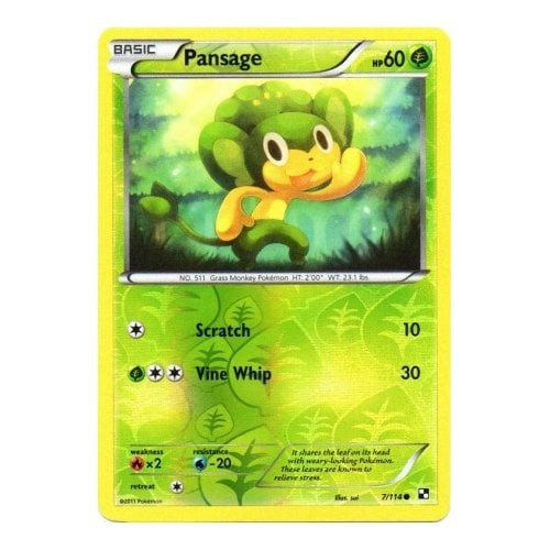 Black & White 7/114 Pansage (Energy Pattern Reverse Holo PROMO)