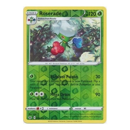 Sword & Shield (Base) 004/202 Roserade (Reverse Holo)