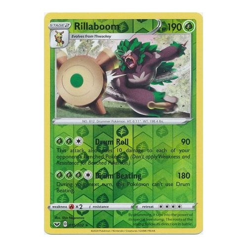 Sword & Shield (Base) 015/202 Rillaboom (Reverse Holo)