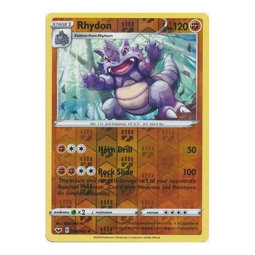 Sword & Shield (Base) 098/202 Rhydon (Reverse Holo)