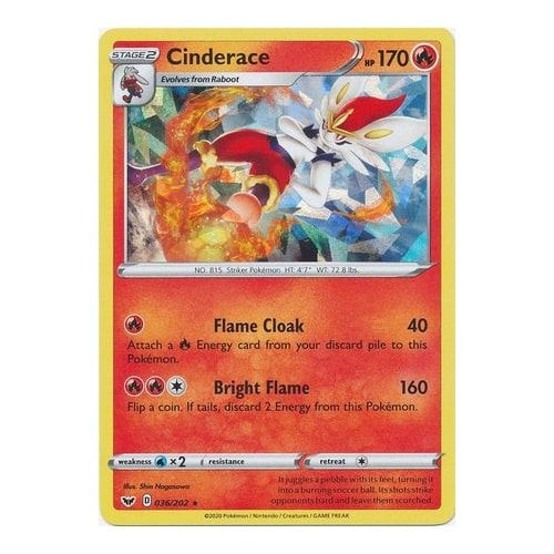 Sword & Shield (Base) 036/202 Cinderace (Shatter Holo)