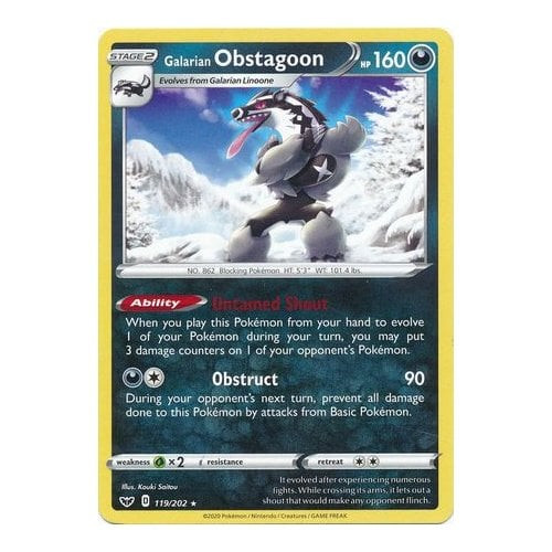 Sword & Shield (Base) 119/202 Galarian Obstagoon (Non-Holo)