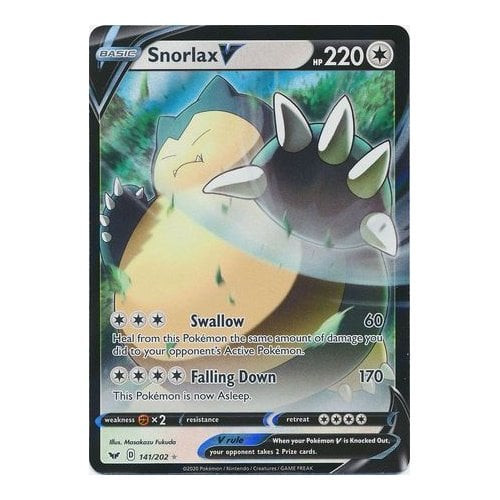 Sword & Shield (Base) 141/202 Snorlax V (Half Art)