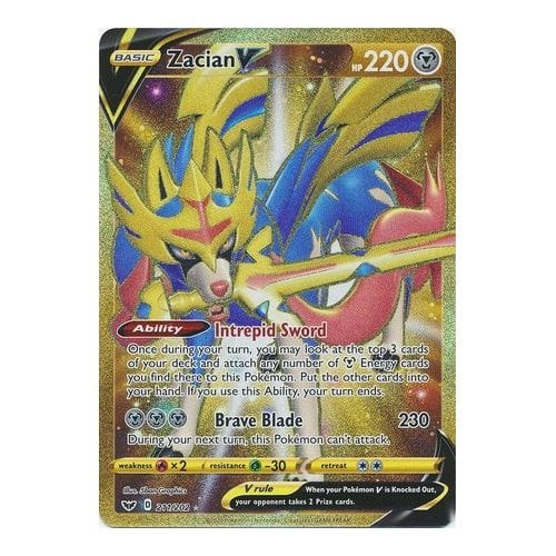 Sword & Shield (Base) 211/202 Zacian V (Secret Rare)