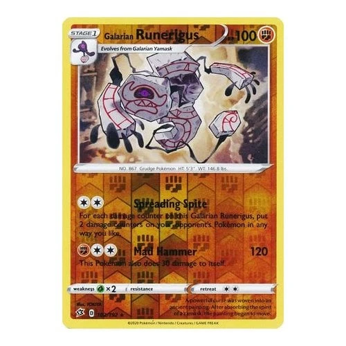Rebel Clash 102/192 Galarian Runerigus (Reverse Holo)