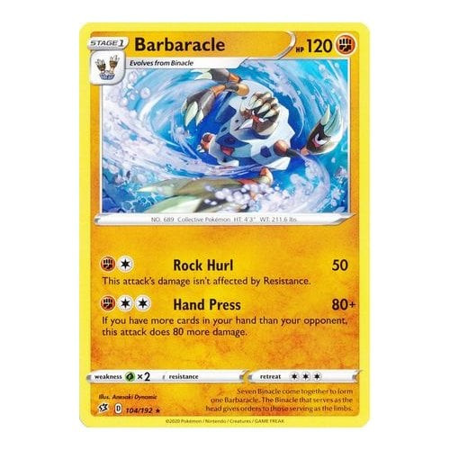 pokemon barbaracle card #065 Perfect Order Prerelease Pokmon Promo The Zenith Box Evolves from Binacle Type Rebel Clash 104/192 Barbaracle |