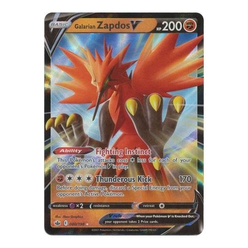 Chilling Reign 080/198 Galarian Zapdos V (Half Art)
