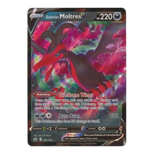 Chilling Reign 097/198 Galarian Moltres V (Half Art)