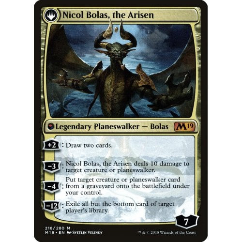 Nicol Bolas, the Ravager // Nicol Bolas, the Arisen (Core 2019 Prerelease foil)