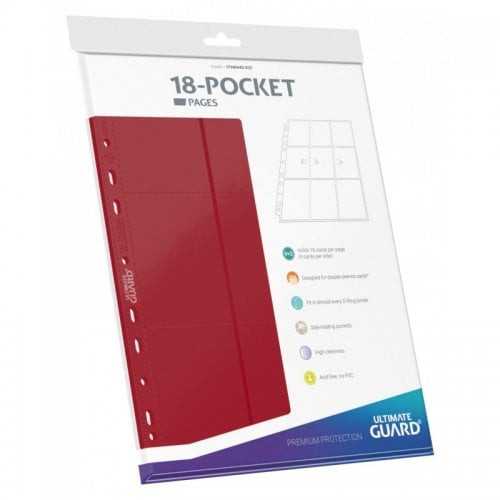10ct/1 Pack 18-Pocket Pages Side-Loading - Red