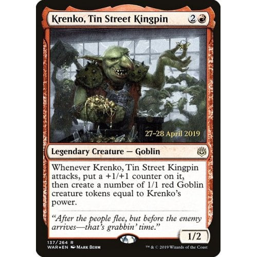 Krenko, Tin Street Kingpin (War of the Spark Prerelease foil)
