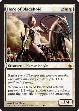 Hero of Bladehold (Mirrodin Besieged Prerelease foil)